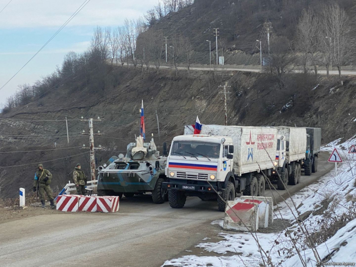 Supply vehicles of Russian peacekeepers move freely along Azerbaijan