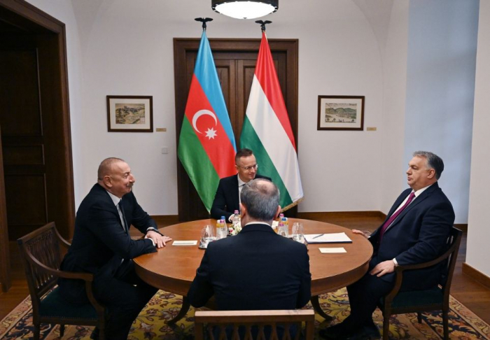  President Ilham Aliyev holds meeting with Hungarian PM in limited format 