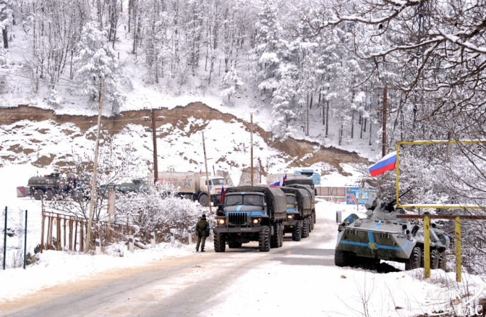   Several more vehicles belonging to Russian peacekeepers pass freely along Lachin-Khankandi road  