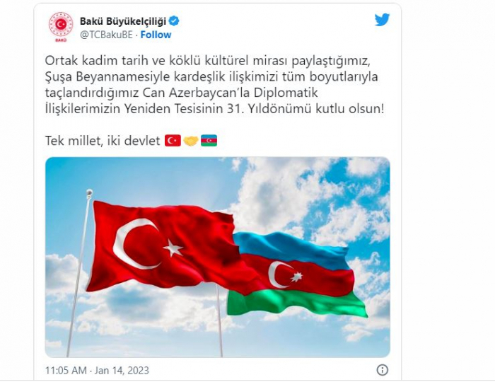       Səfirlik:    "Əlaqələrimizi "Şuşa Bəyannaməsi" ilə taclandırdıq"   