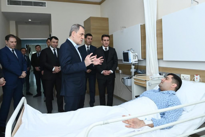 Djeyhoun Baïramov rend visite aux blessés de l