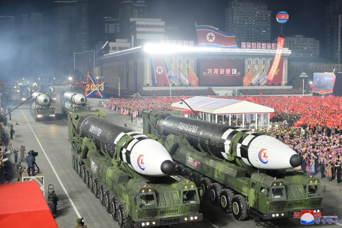 North Korea holds nighttime parade showing off largest-ever number of nuclear missiles