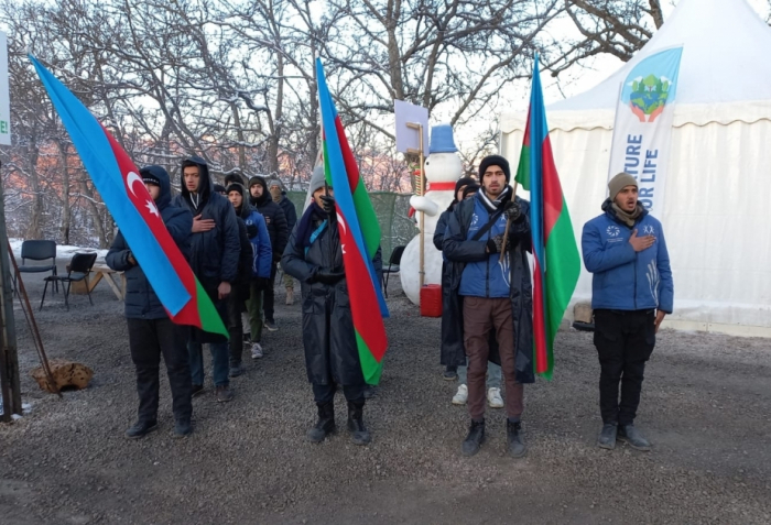 Le 72e jour de la manifestation des éco-activistes azerbaïdjanais sur la route Latchine-Khankendi