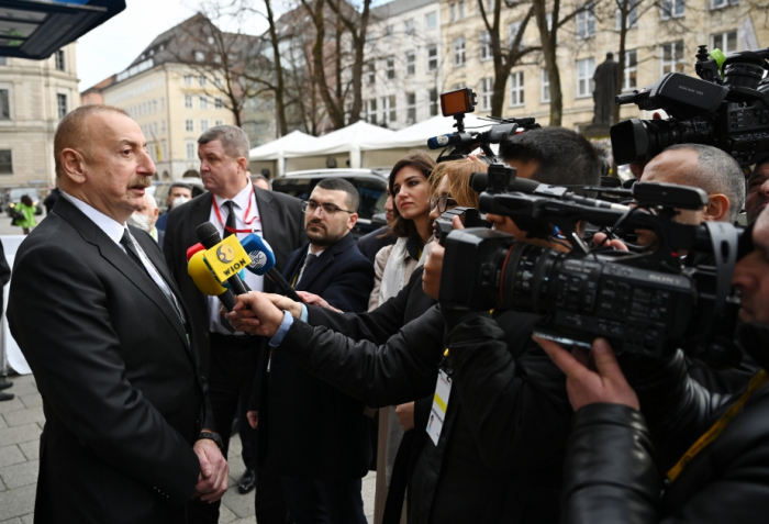   President Ilham Aliyev  interviewed by TV channels in Munich  