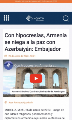   La prensa mexicana pone de manifiesto una vez más las calumnias de la parte armenia  