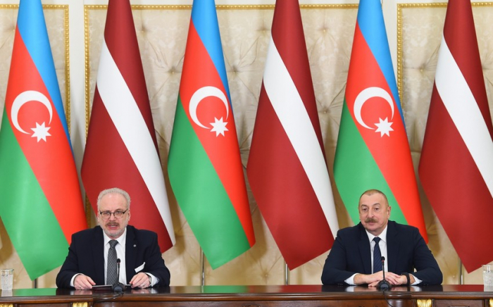     Ilham Aliyev:   „Der heutige Besuch des lettischen Präsidenten ist ein guter Beweis unserer engen Zusammenarbeit“  