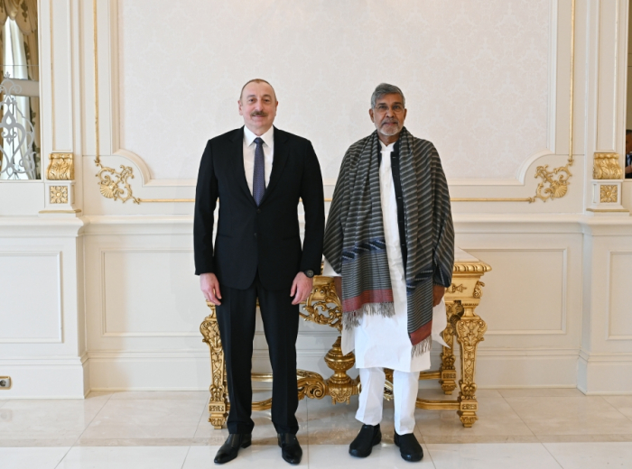   President Ilham Aliyev receives Nobel Peace Prize laureate Kailash Satyarthi  