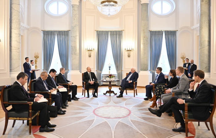  Les présidents azerbaïdjanais et allemand ont eu une réunion élargie aux deux délégations 