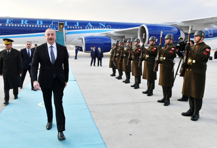   President Ilham Aliyev arrives in Türkiye for visit  