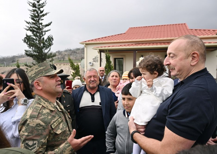  President Ilham Aliyev and First Lady Mehriban Aliyeva meet with residents of Talish village 