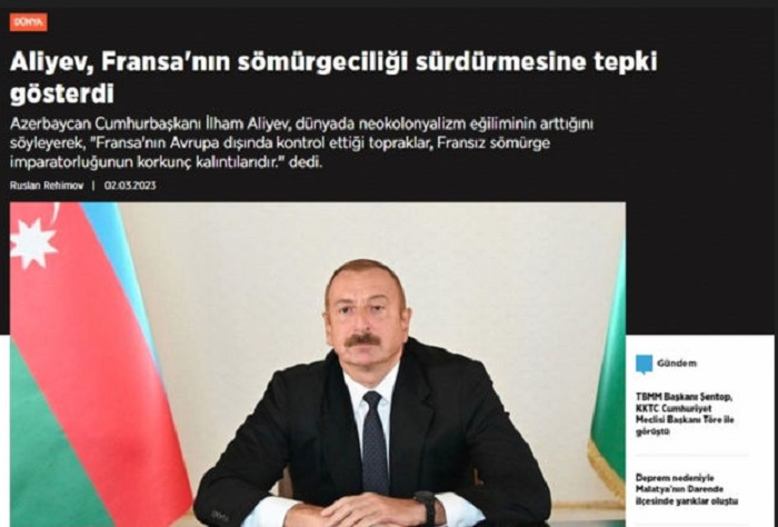  İlham Əliyevin Fransadakı çıxışı Türkiyə mətbuatında -  FOTOLAR  