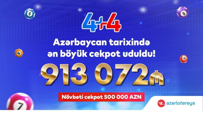   4+4 lottery ticket wins jackpot worth more than 900K manats in Azerbaijan  