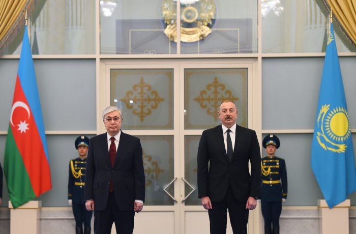    İlham Əliyevin Astanada rəsmi qarşılanma mərasimi olub -   VİDEO    