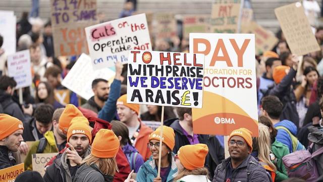   Doctors in England continue historic four-day strike over pay -   NO COMMENT    