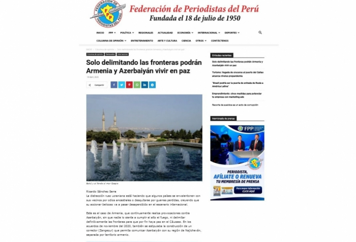 La prensa peruana informa de las provocaciones de Armenia contra Azerbaiyán