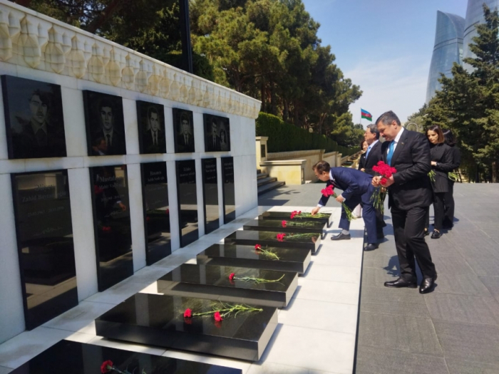   Vorsitzender der interparlamentarischen Freundschaftsgruppe Korea-Aserbaidschan besucht die Allee der Märtyrer  