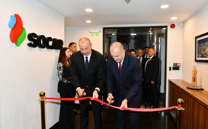   Präsidenten Ilham Aliyev und Rumen Radev nehmen an der Eröffnung des SOCAR-Büros in Sofia teil  
