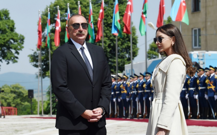 President Ilham Aliyev, First Lady watch Formula 1 Azerbaijan Grand Prix race