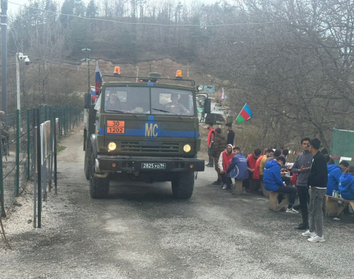 Another convoy of Russian peacekeepers moves freely along Lachin-Khankendi road 