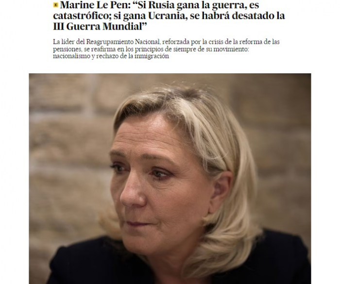       Le Pen:    "Ukrayna NATO olmadan qalib gəlməyəcək"   