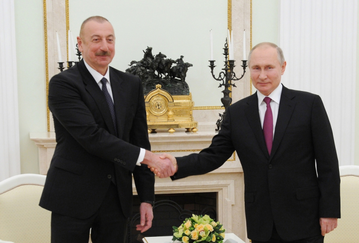  Präsident Ilham Aliyev traf sich in Moskau mit dem Präsidenten Wladimir Putin 