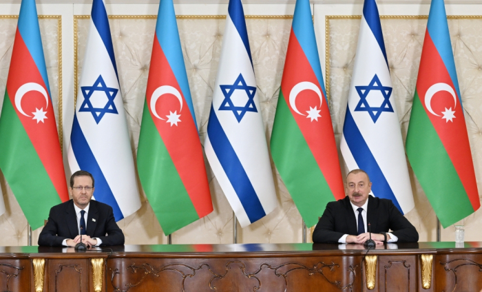 Presidents of Azerbaijan and Israel make press statements