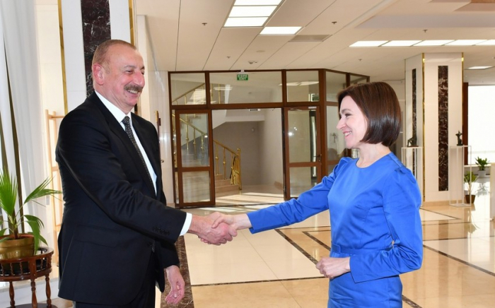  Aserbaidschanischer Präsident Ilham Aliyev traf sich in Chisinau mit der moldauischen Präsidentin Maya Sandu 