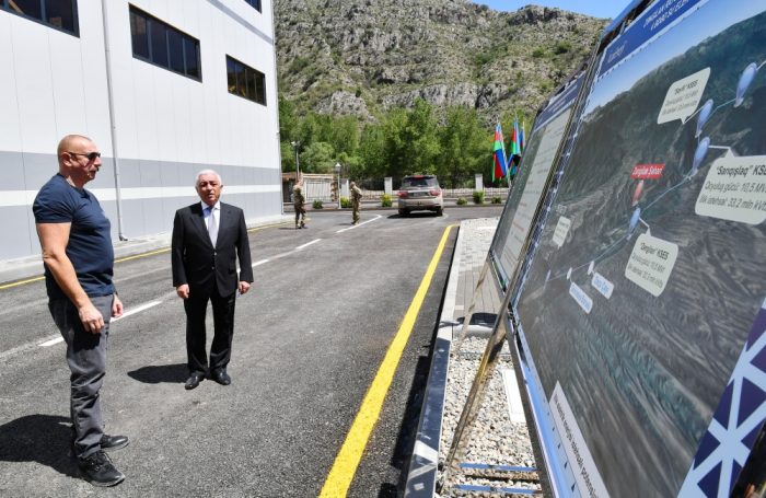   El Presidente Ilham Aliyev se familiarizó con la construcción de la central hidroeléctrica "Sarigishlag" propiedad de "Azerenergy" en Zangilan  