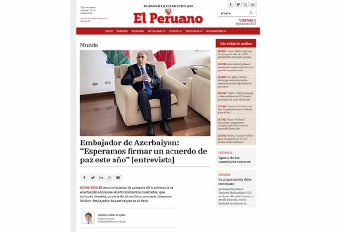 La prensa peruana escribió sobre la importancia del Сorredor de Zangazur para los países de la región