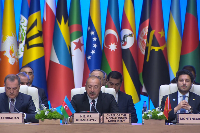  Presidente Ilham Aliyev pronuncia discurso en la reunión ministerial del Buró de Coordinación del MNOAL 