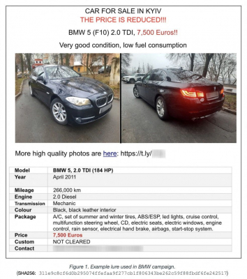 Russian hackers lured embassy workers in Ukraine with an ad for a cheap BMW