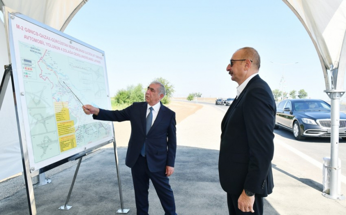  Präsident nahm an der Eröffnung der 102 Kilometer langen Autobahn Gandscha-Gazakhbeyli teil - FOTOS