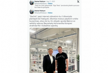 El ministro azerbaiyano y Elon Musk discuten el lanzamiento de satélites