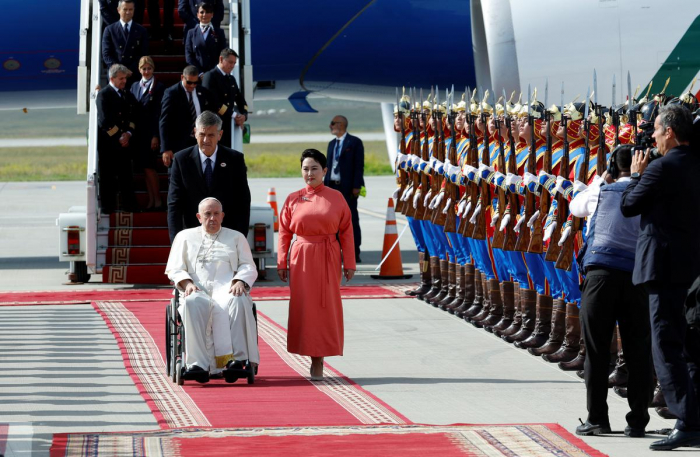 Pope Francis lands in Mongolia, home to tiny Catholic flock