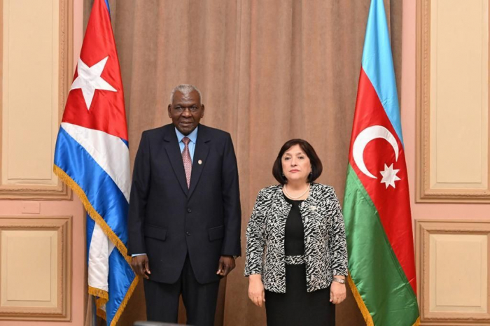   Sprecherin des aserbaidschanischen Parlaments trifft den Vorsitzenden der Nationalversammlung der Volksmacht Kubas  