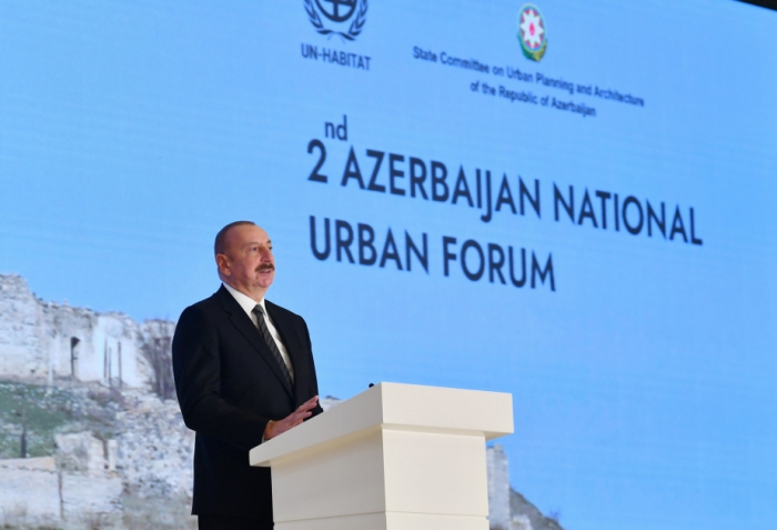   President Ilham Aliyev highlighted reasons for the start of Patriotic War at National Urban Forum   