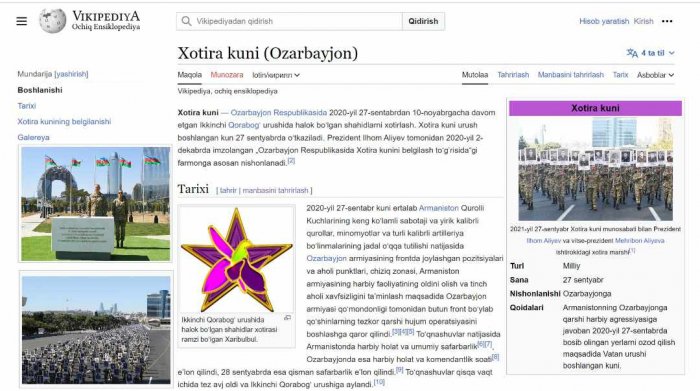 “Vikipediya” könülləri Anım Günü ilə bağlı məqalə yaradıblar  
