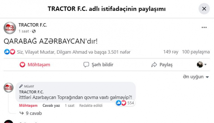   “Traktor”dan Qarabağdakı antiterror tədbirlərinə dəstək  
