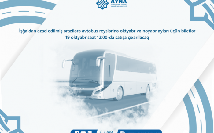 Qarabağa avtobus reyslərinə oktyabr-noyabr ayları üçün biletlər satışa çıxarılır  
