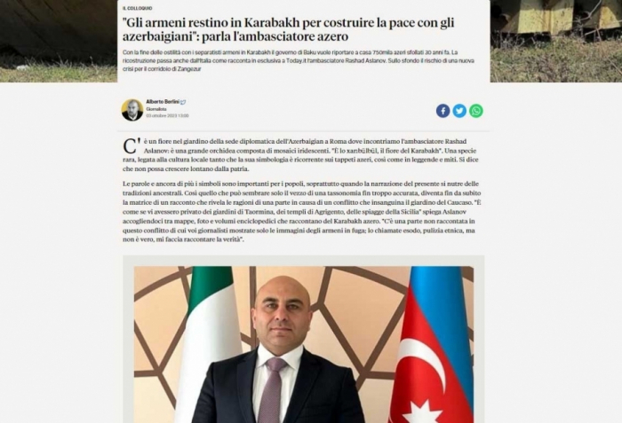 Italian media highlights reintegration of Armenian residents of Azerbaijan