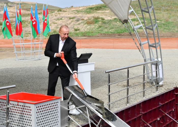  President Ilham Aliyev lays foundation stone for Juvarli village in Fuzuli 