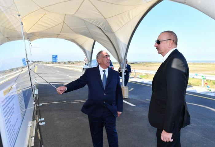   President Ilham Aliyev attends opening of new Baku-Guba- Russian Federation state border toll road  