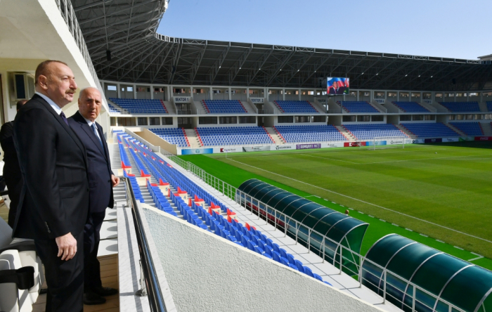 President Ilham Aliyev views conditions created in Mehdi Huseynzade Sumgayit City Stadium