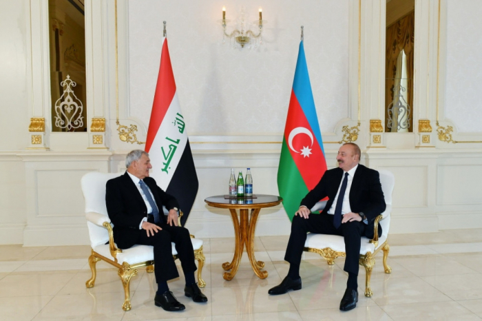  Entretien en tête-à-tête du président azerbaïdjanais Ilham Aliyev avec son homologue irakien