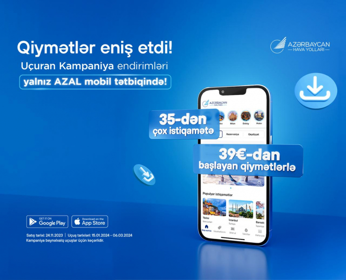 AZAL aviabiletlərin qiymətlərini endirib