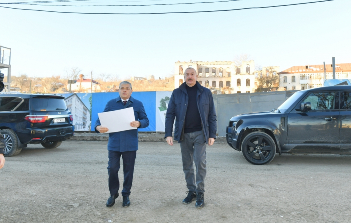  President Ilham Aliyev inspects construction progress on Garabagh Street in Shusha city 