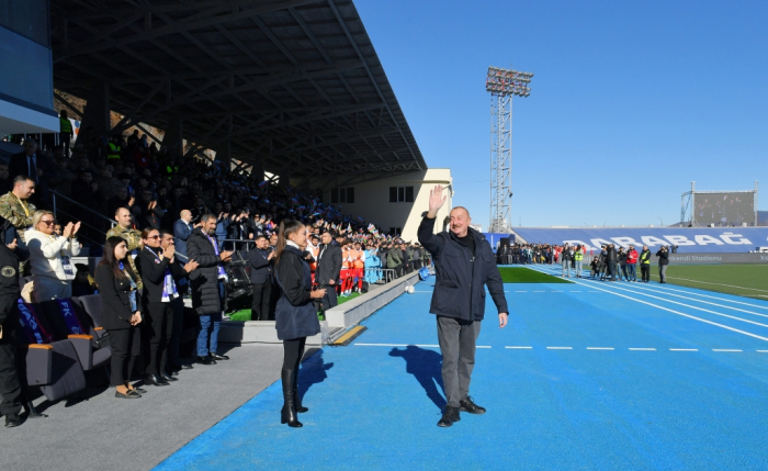 President Ilham Aliyev delivers speech at Khankendi Stadium 