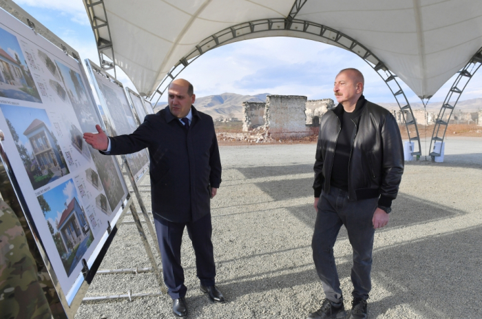   President Ilham Aliyev laid foundation stone for village of Giyasli in Aghdam district  