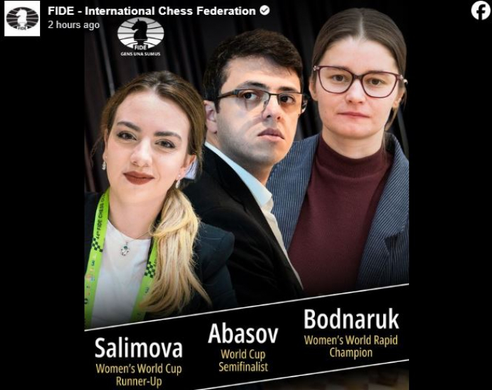 FIDE Nicat Abasovu 2023-cü ilə damğa vuran şahmatçı elan edib 