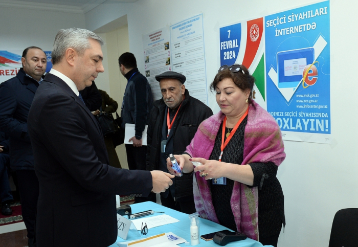 Head of Presidential Administration of Azerbaijan casts his vote at polling station No. 34